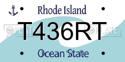 T436RT Rhode Island License Plate