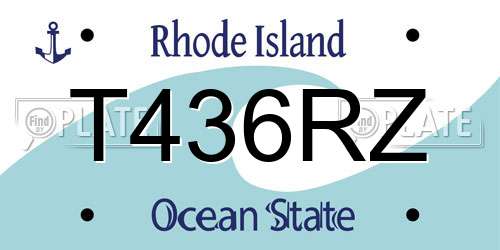 T436RZ Rhode Island License Plate