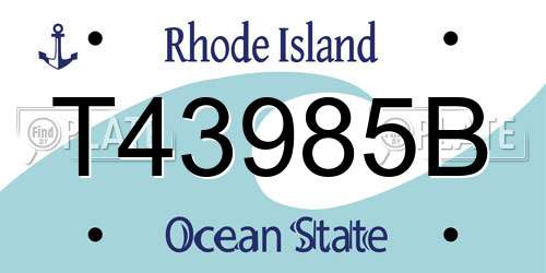 T43985B Rhode Island License Plate