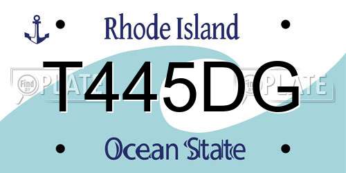 T445DG Rhode Island License Plate