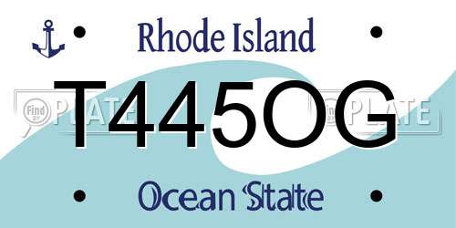 T445OG Rhode Island License Plate