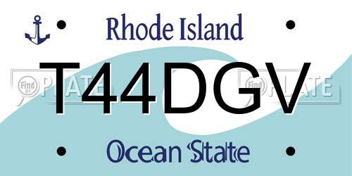 T44DGV Rhode Island License Plate