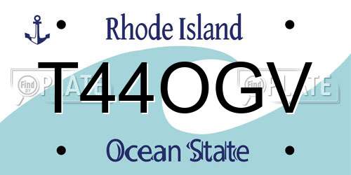 T44OGV Rhode Island License Plate
