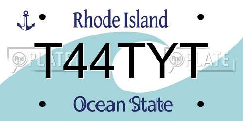 T44TYT Rhode Island License Plate