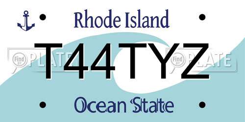 T44TYZ Rhode Island License Plate