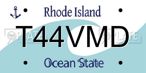 T44VMD Rhode Island License Plate