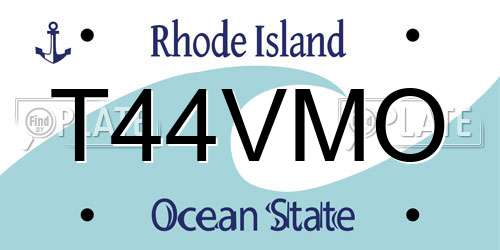 T44VMO Rhode Island License Plate