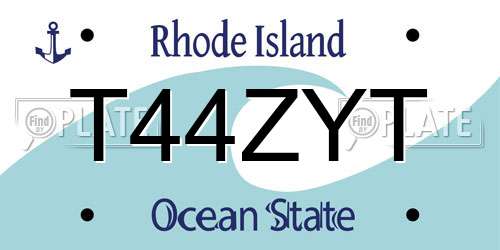 T44ZYT Rhode Island License Plate
