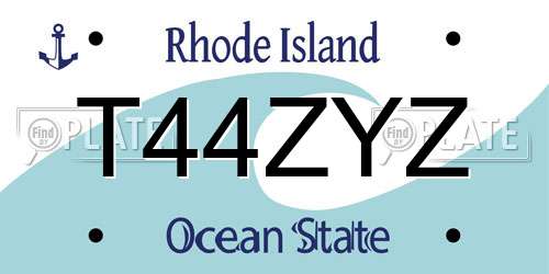T44ZYZ Rhode Island License Plate