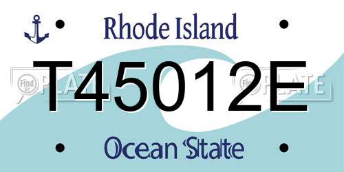 T45012E Rhode Island License Plate