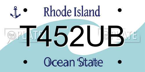 T452UB Rhode Island License Plate