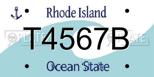 T4567B Rhode Island License Plate