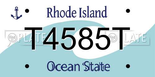 T4585T Rhode Island License Plate