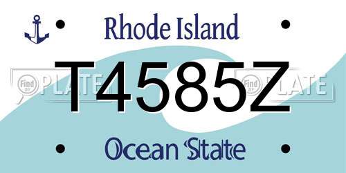 T4585Z Rhode Island License Plate
