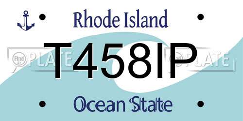 T458IP Rhode Island License Plate