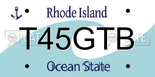 T45GTB Rhode Island License Plate