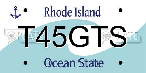 T45GTS Rhode Island License Plate