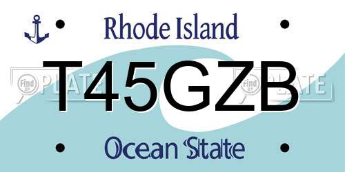 T45GZB Rhode Island License Plate