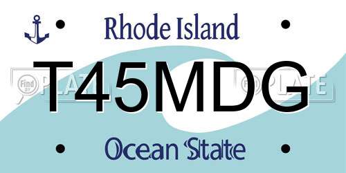T45MDG Rhode Island License Plate