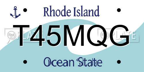 T45MQG Rhode Island License Plate