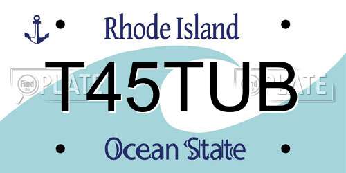 T45TUB Rhode Island License Plate