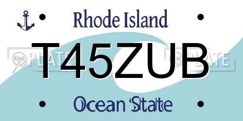 T45ZUB Rhode Island License Plate