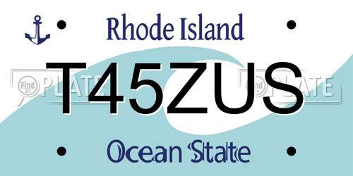 T45ZUS Rhode Island License Plate