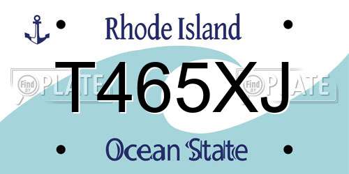 T465XJ Rhode Island License Plate