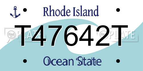 T47642T Rhode Island License Plate