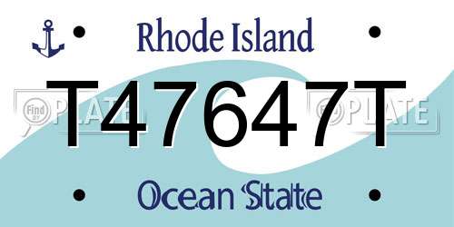 T47647T Rhode Island License Plate