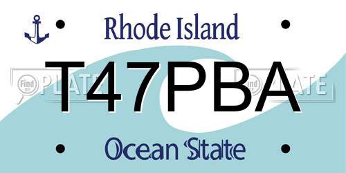 T47PBA Rhode Island License Plate