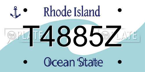 T4885Z Rhode Island License Plate