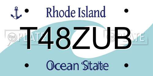 T48ZUB Rhode Island License Plate