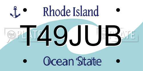 T49JUB Rhode Island License Plate