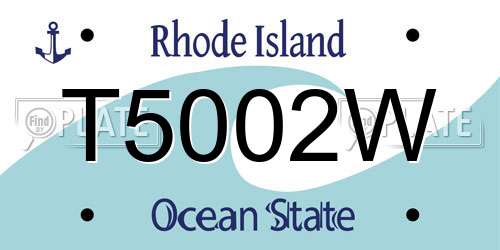 T5002W Rhode Island License Plate