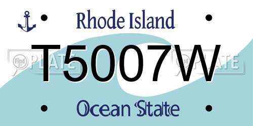T5007W Rhode Island License Plate