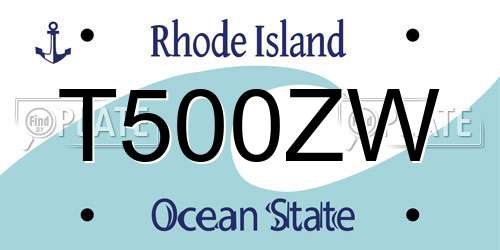 T500ZW Rhode Island License Plate