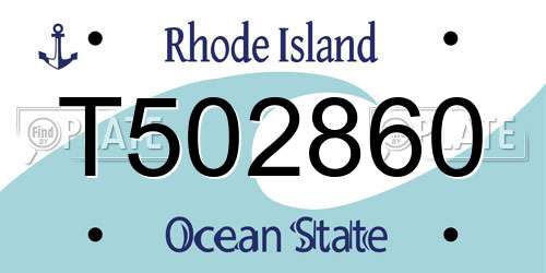 T502860 Rhode Island License Plate