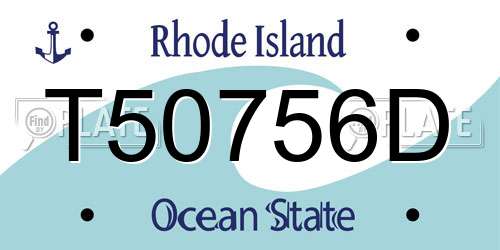 T50756D Rhode Island License Plate
