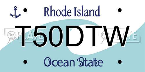 T50DTW Rhode Island License Plate
