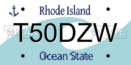 T50DZW Rhode Island License Plate