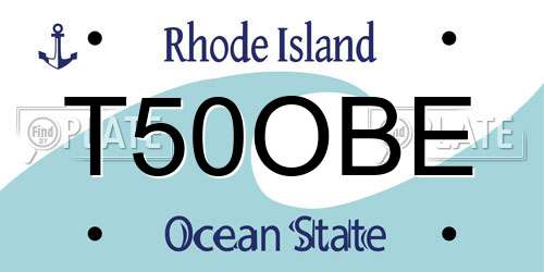 T50OBE Rhode Island License Plate