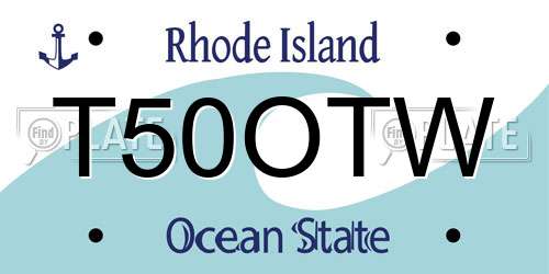 T50OTW Rhode Island License Plate