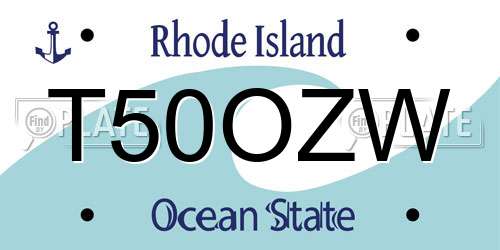 T50OZW Rhode Island License Plate