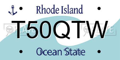 T50QTW Rhode Island License Plate