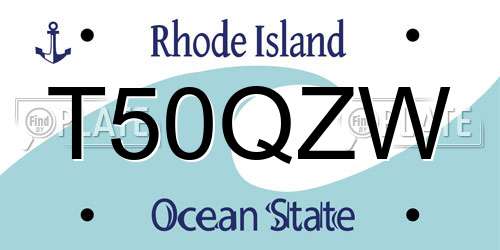 T50QZW Rhode Island License Plate