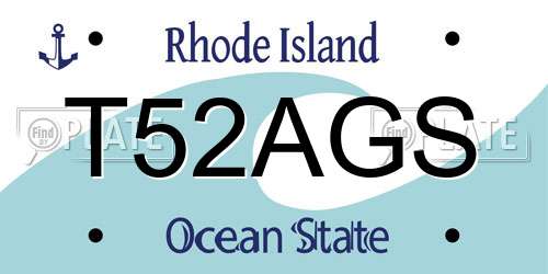 T52AGS Rhode Island License Plate