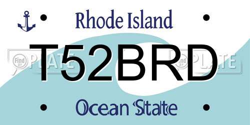 T52BRD Rhode Island License Plate
