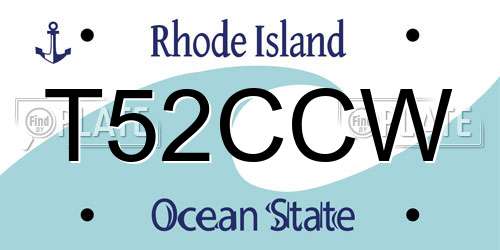 T52CCW Rhode Island License Plate