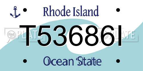 T53686I Rhode Island License Plate